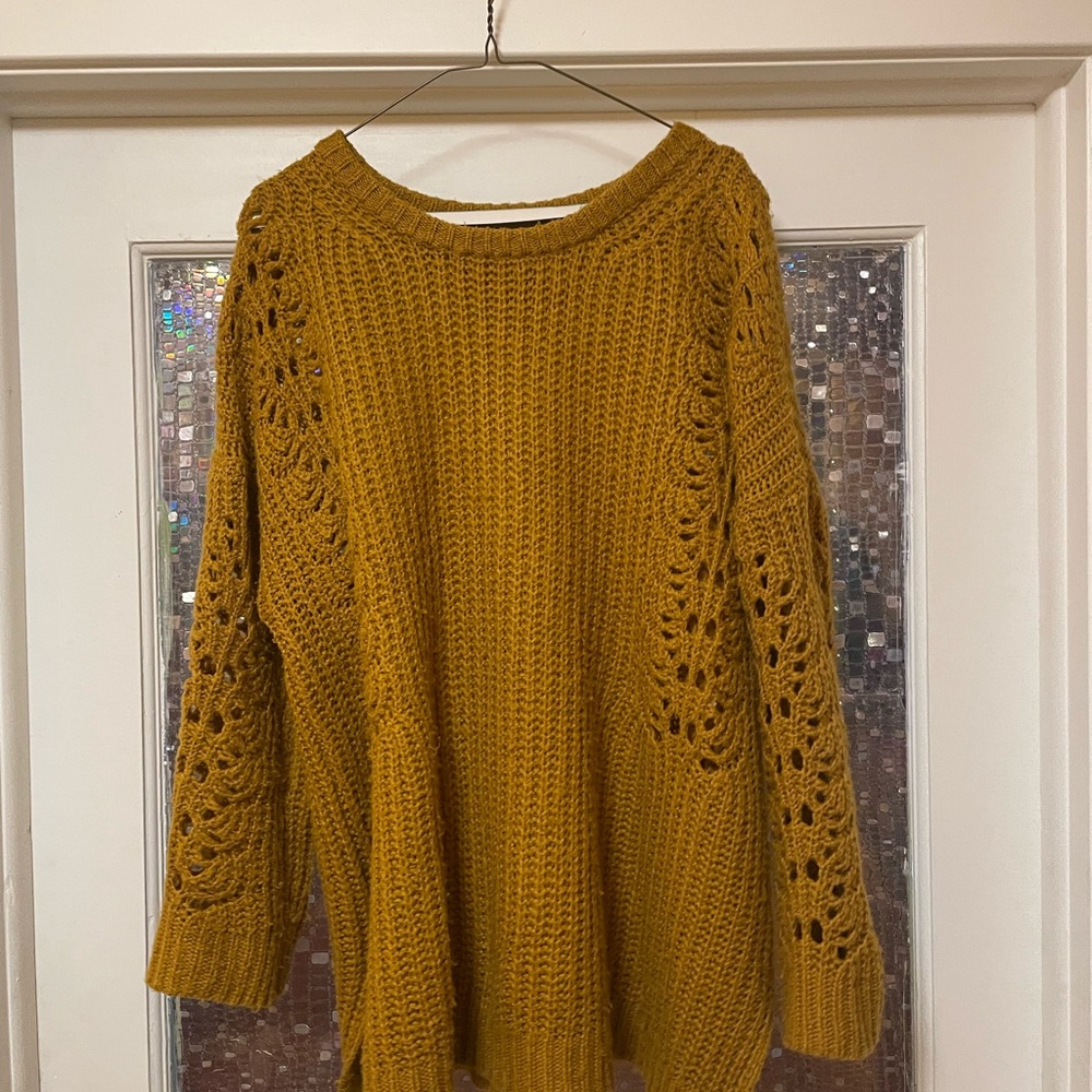 Anthropologie Pilcro Mustard Crew Neck Sweater